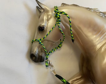 Green rope halter fits traditional scale breyer model horse