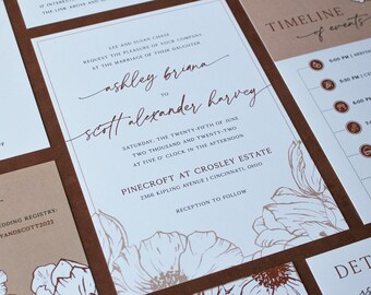 Boho Wedding Invitation Suite Template | Terracotta Wedding Invites | ASHER