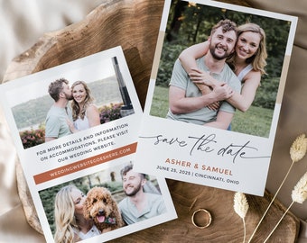 Simple Save the Date Template | Boho Wedding Photo Save the Date Template | ASHER