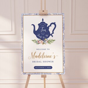 Bridal Shower Tea Party Welcome Sign Template, Time for Tea with the Bride-to-Be Sign | MADELEINE
