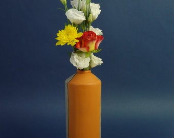 Ceramic bottle vase.  Cylinder tall vase. Handmade ceramic bottle. Bottle vase