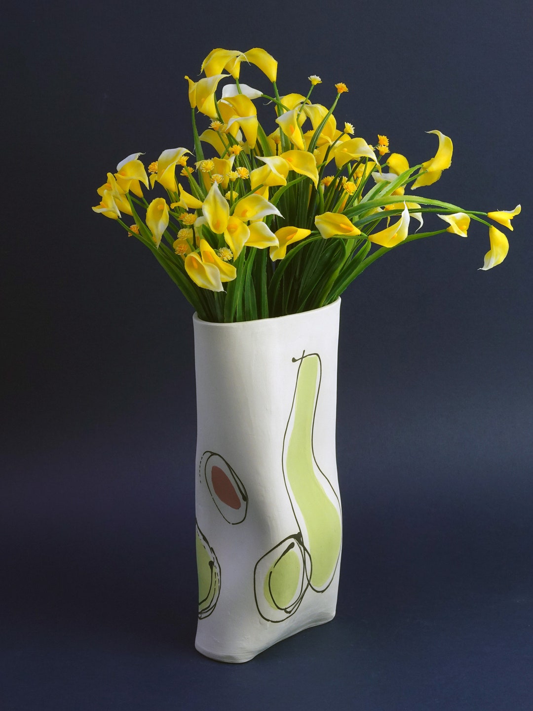 Ceramic Vase. Handbuilt Ceramic Vase. Handdecorated Tall Vase. Dimple Vase. Etsy