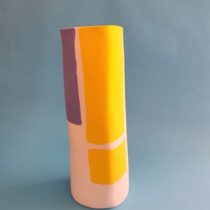 Ceramic vase. Hand built, hand decorated Vase. Vibrant abstract decorated vase. Modern style handmade ceramic vase. Tall ceramic vase. image 4