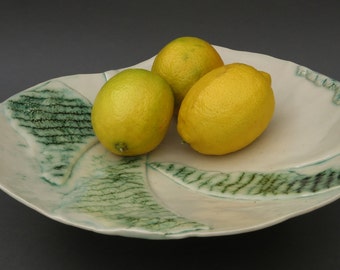 Ceramic platter.Hand-built with thin slabs of clay. Hand decorated. Unique serving dish. Home decor. Kitchen and dining