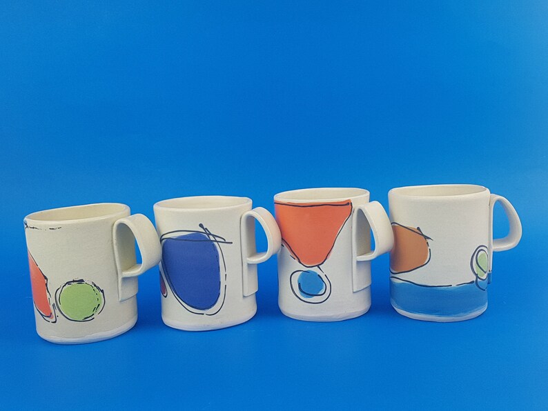Ceramic Mugs. Handmade Ceramic Mugs. Funky Decorated Mugs. Etsy