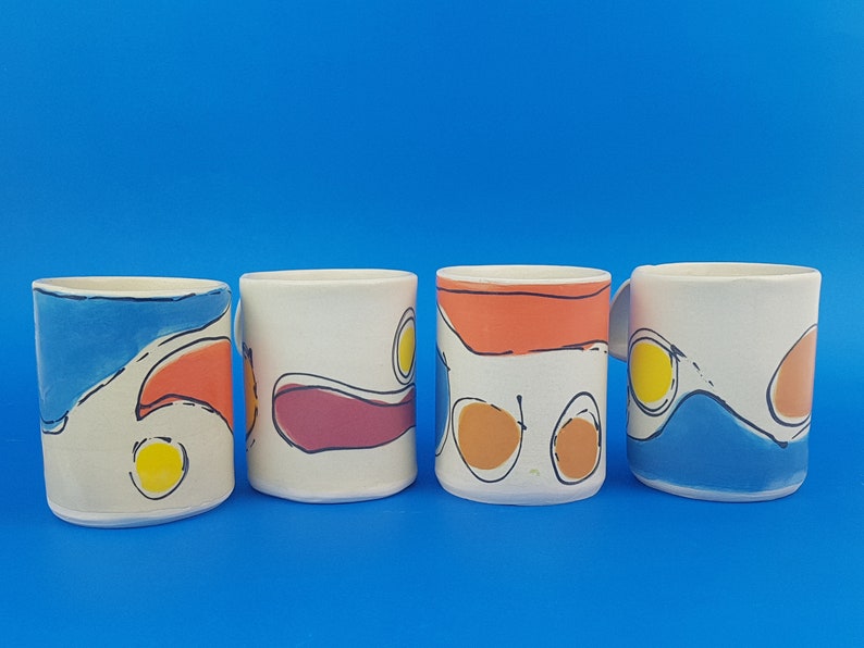 Ceramic Mugs. Handmade Ceramic Mugs. Funky Decorated Mugs. Etsy