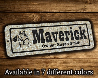 Horse Stall Sign 5" x 15" Personalized Horse Name Plaque Horse Name Plate Horse Sign Farm Sign Ranch Sign Barn Sign Stable Sign 4H Club