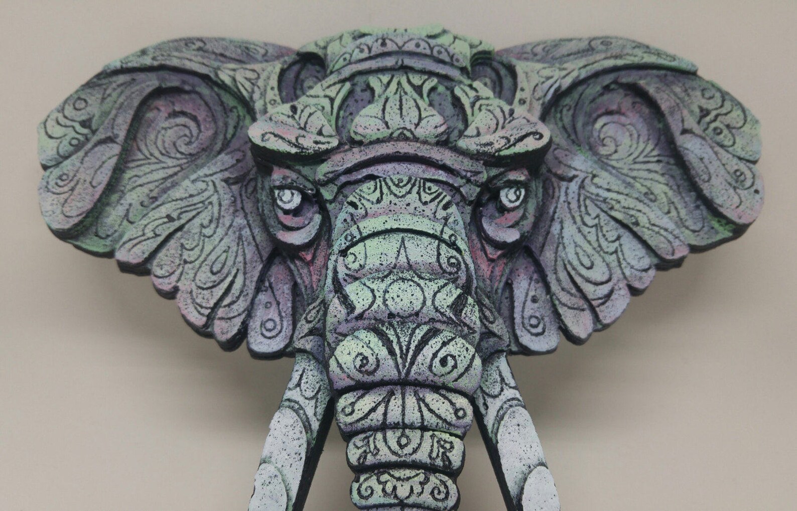 Hand Painted Elephant Head Wall Sculpture Etsy India