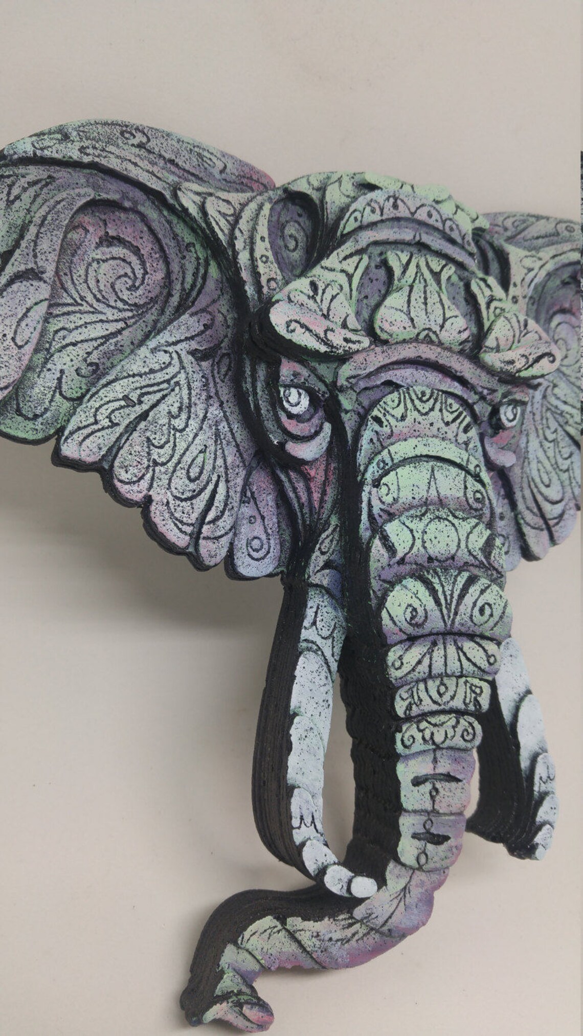 Hand Painted Elephant Head Wall Sculpture Etsy India