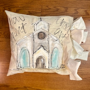 Pillow Cover Hand-made Hand-painted big Bow Church