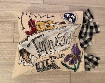 Pillow Cover Hand-made Hand-painted big Bow Tennessee