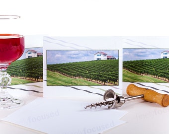 Foto a color TARJETAS DE NOTAS Pack de 3 -Alegra el día de alguien con sentimientos alegres- Michigan-VINEYARD-Stock de ropa en blanco de verano-con sobres