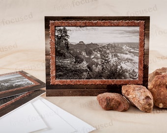 Nota TARJETAS Paquete de 3 b&n Foto -GRAN CAÑÓN-Arizona -Stock de lino en blanco-Con sobres Una gran manera de compartir algunas grandes palabras con amigos