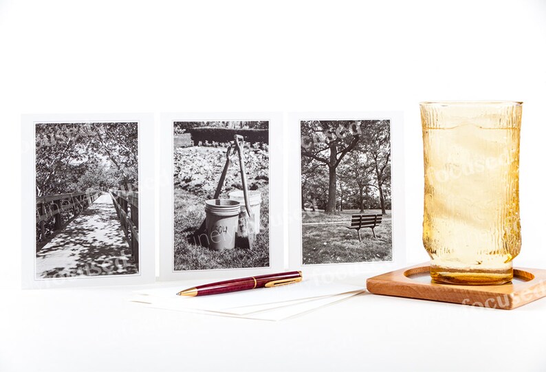 Boardwalk-Garden-Bench-Road-Pines-Barn-Canyon-Lilies-Hibiscus-Grapes-Vineyard-Thank You- Blank-Linen Stock-Envelopes 12 NOTE CARD SAMPLER-