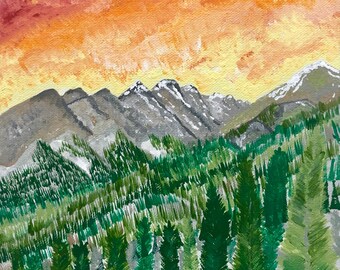 Rockies Dusk Painting & Prints 8x8, 4x4