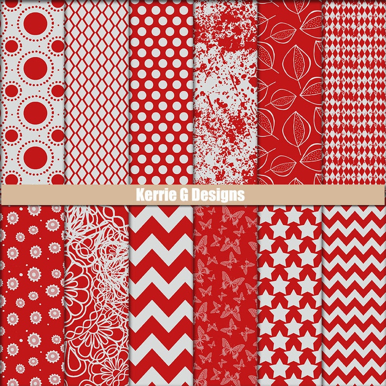 Printable Cardstock Digital Packs Scrapbooking Paper Red and Etsy