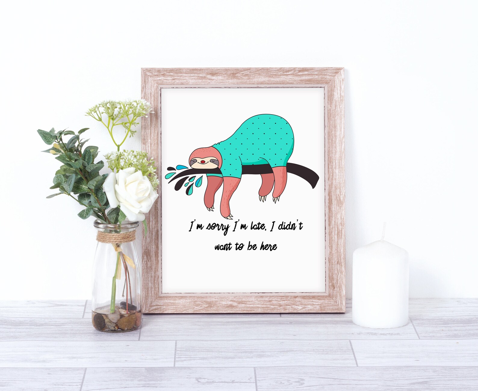 Lustige Faultier Wand PrintFaultier Wandkunst Faultier Etsy
