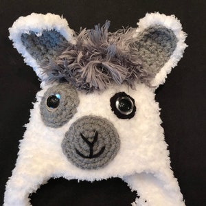 Furry Llama Earflap Hat: Baby to Adult, Halloween Costume