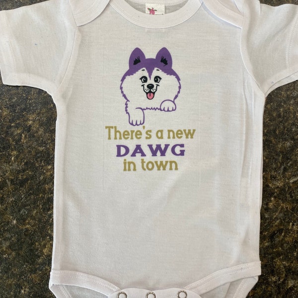 Licensed UW Huskies baby Body Suit, Infant Body Suit, Baby Shower Gift, Newborn Gift, UW Baby bodysuit, Infant Gift, Baby Romper