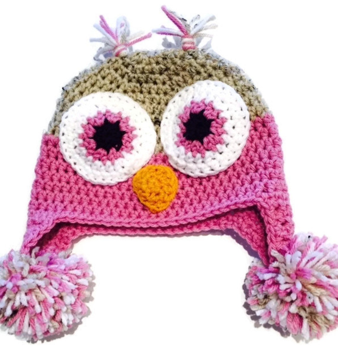 Owl Hat Crocheted Hat Kids Ear Flap Hat Baby and Toddler Etsy