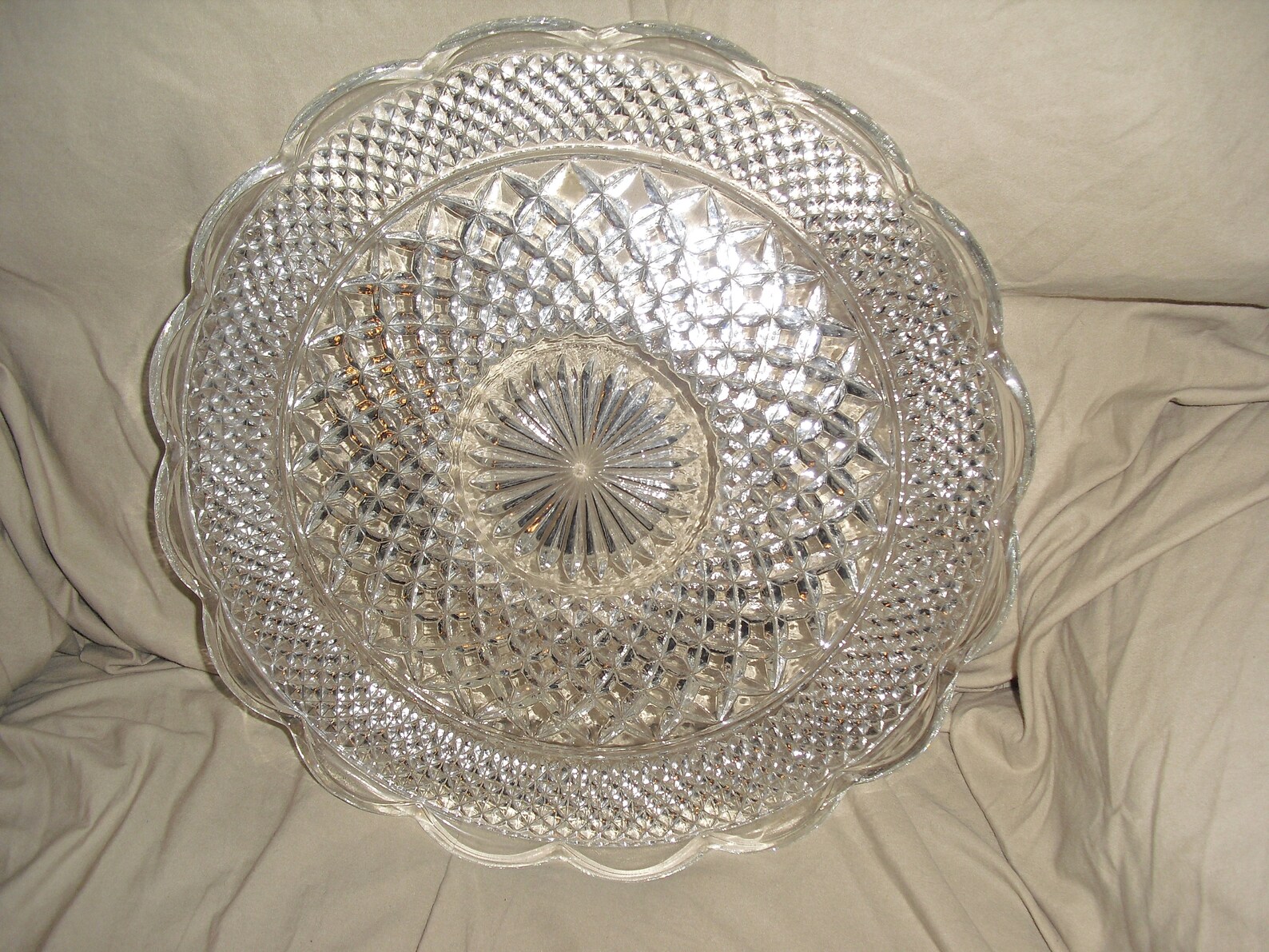 Vintage Lead Crystal Serving Platter 14 in Diameter Etsy