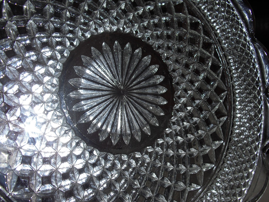 Vintage Lead Crystal Serving Platter 14 in Diameter Etsy