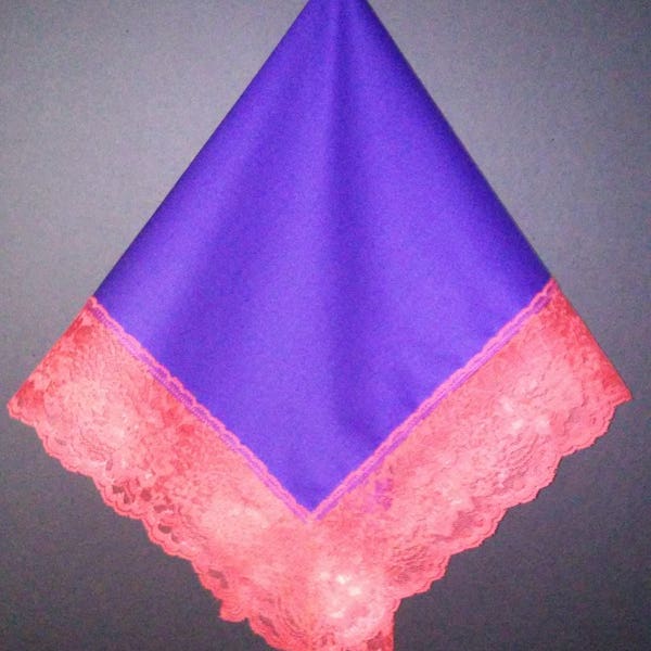 Beautiful Purple Church Lap Scarf with Red Lace