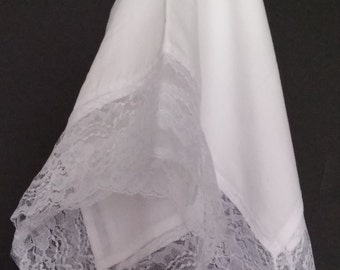 Beautiful White Church Lap Scarf with White Lace