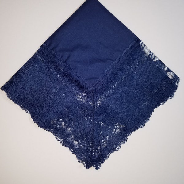 Beautiful Navy Blue Church Lap Scarf with Navy Lace