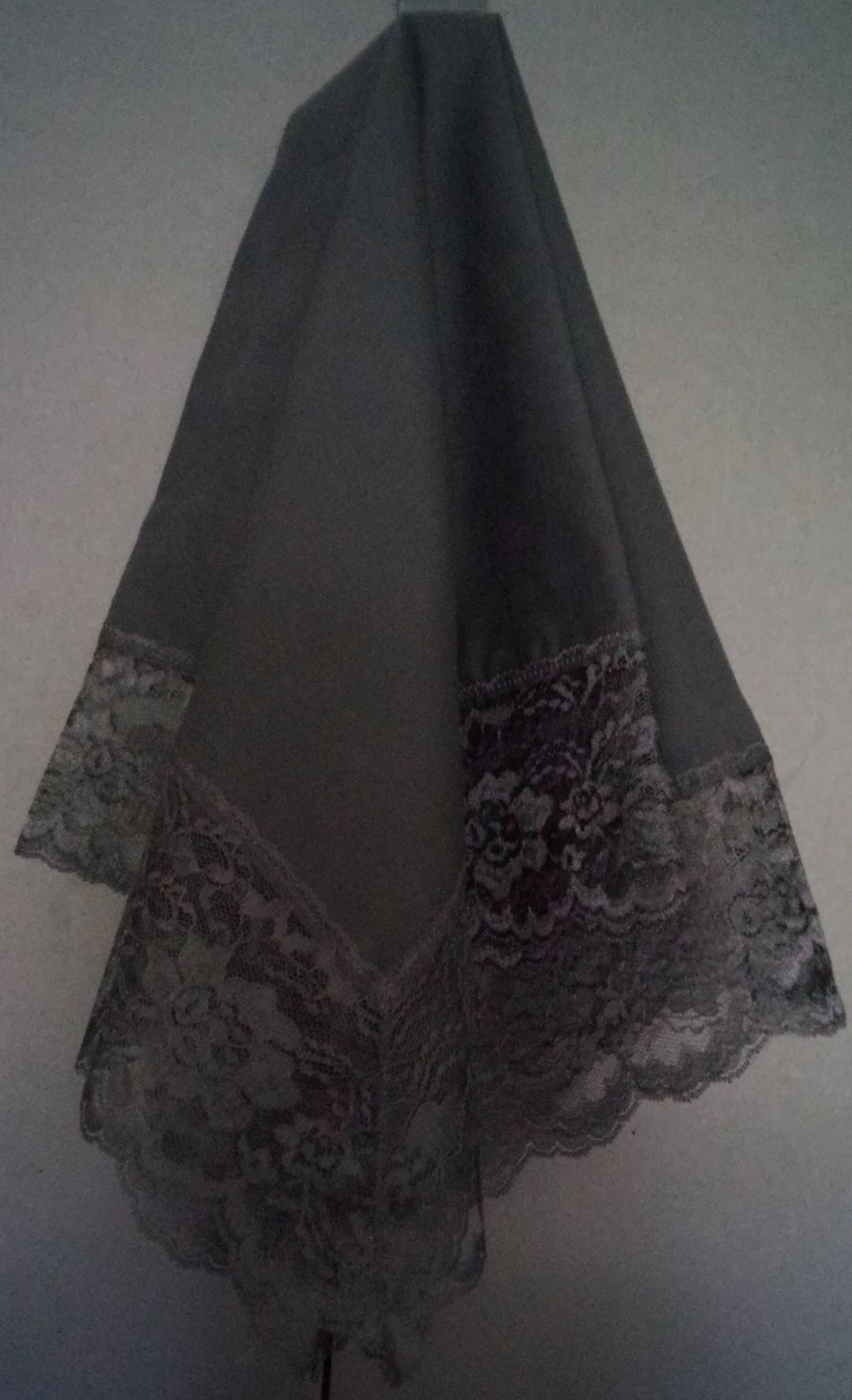 Beautiful Black Church Lap Scarf With Black Lace Etsy
