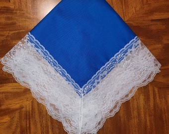 Zeta Phi Beta Royal Blue Church Lap Scarf with White Lace Custom Order