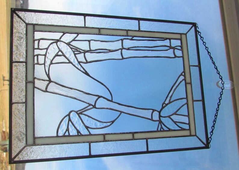Northwind Glass Clear Textured Art Glass Bamboo Stained Glass Panel Cabinet Inserts
