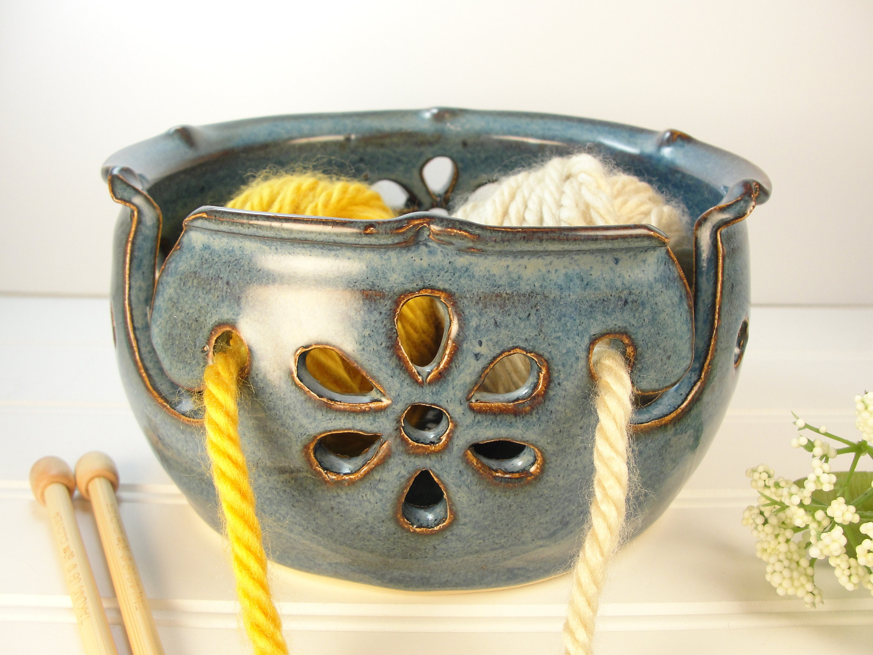 Double Yarn bowl Yarn bowl for Left or RightHanded Knitting Etsy