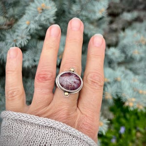 Large Natural Ruby Ring with Sterling Silver Band
