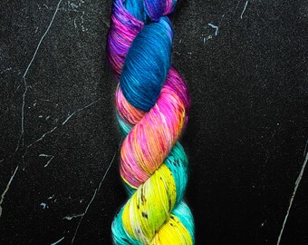 DYED TO ORDER -- Jazzercise -- neon yarn, rainbow yarn, hand dyed yarn, indie dyed yarn.