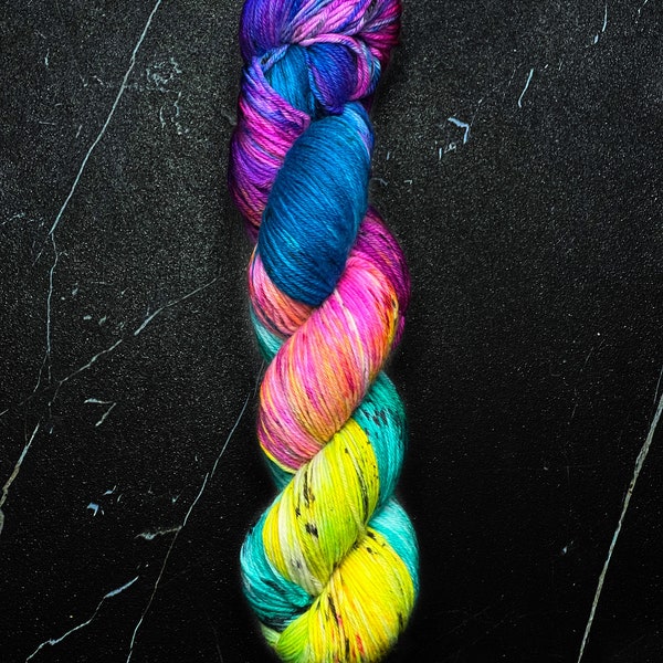 DYED TO ORDER -- Jazzercise -- neon yarn, rainbow yarn, hand dyed yarn, indie dyed yarn.