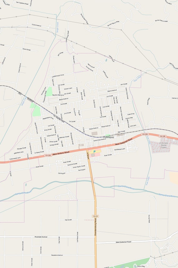 Editable City Map of Fillmore CA - Il 570xN.1036761597 89p3