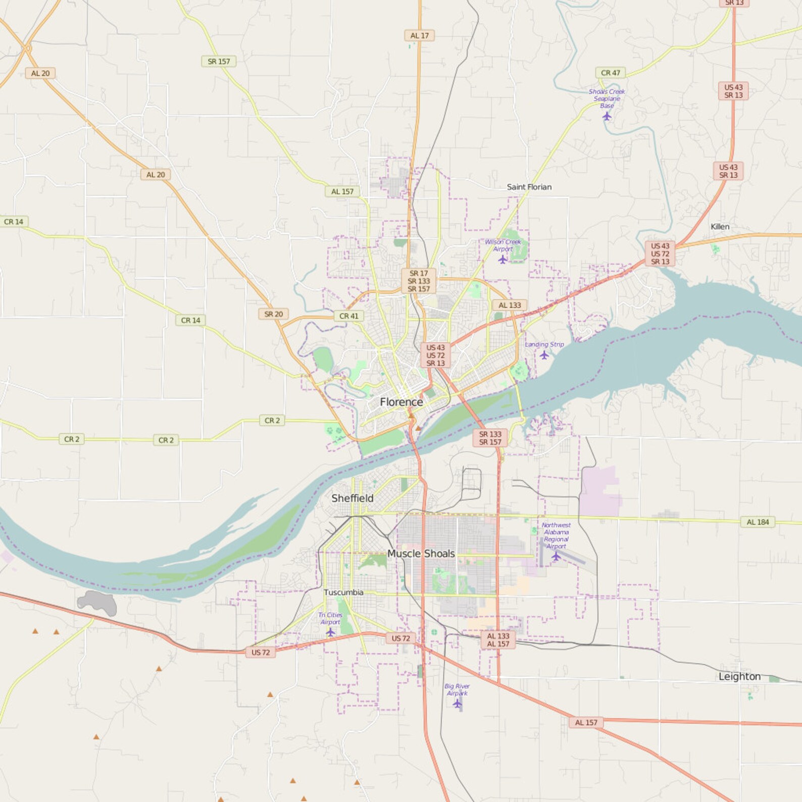 Editable City Map of Florence AL Etsy