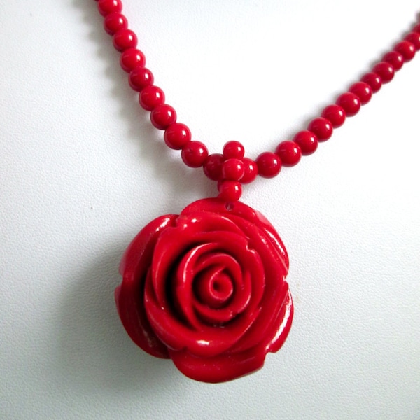 Red Rose Necklace - Etsy
