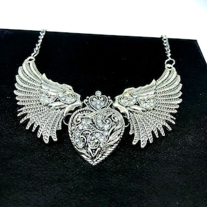 steampunk fairy wings of angel necklace silver color