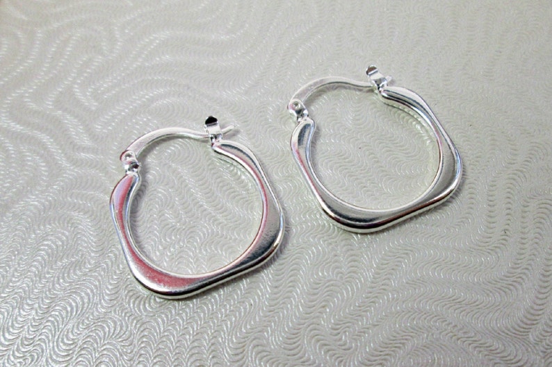 Flat Silver Hoop Earrings Flat Square U Hoop Earrings Modern - Etsy