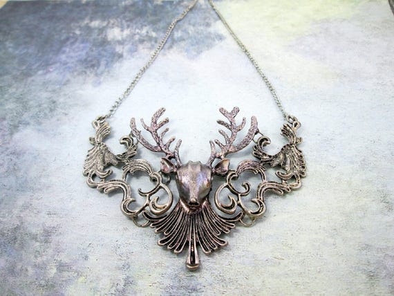 Deer shop head necklace