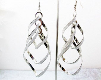 Lightweight chandelier earrings, geometric statement earrings, large swirl earrings, oversized and long dangle, three graduated layers