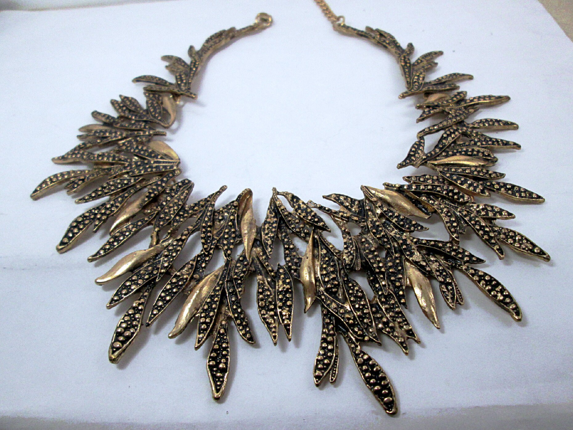 Antique Gold Leaf Wreath Necklace Metal Leaf Garland Choker Etsy