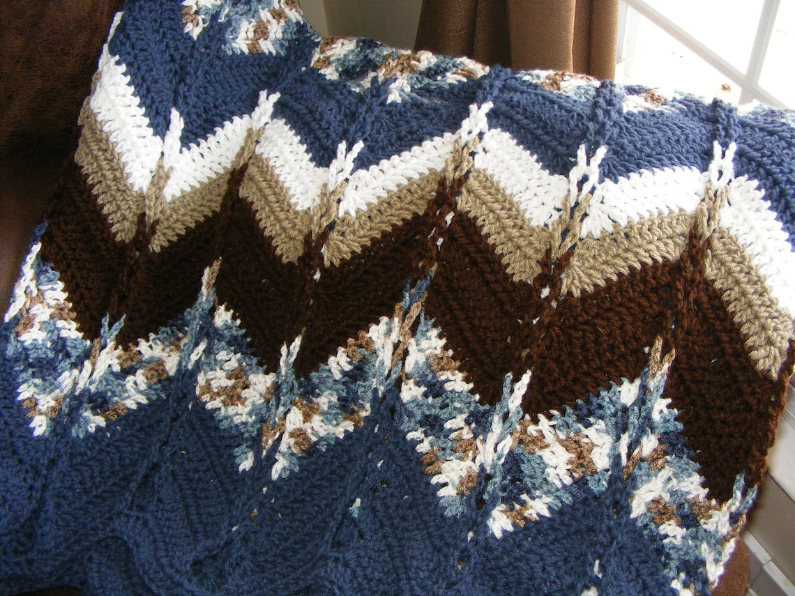 Chevron Striped Jacob's Ladder Handmade Crochet Afghan Etsy