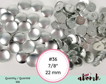 Paquet de 100 boutons à recouvrir en métal No 36 | Boutons 22 mm | 2 parties | Couture Décoration Rembourrage Capitonnage Bijoux Artisanat