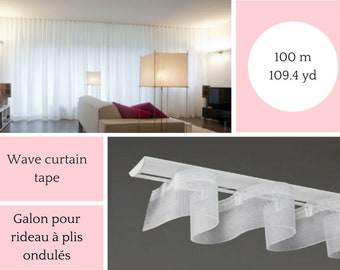 Ruban Easyfold rideau plis ondulés Ripple fold | 100 mètres | Rideau Wave | Galon tête de rideau | Confection traitements fenêtre sur mesure