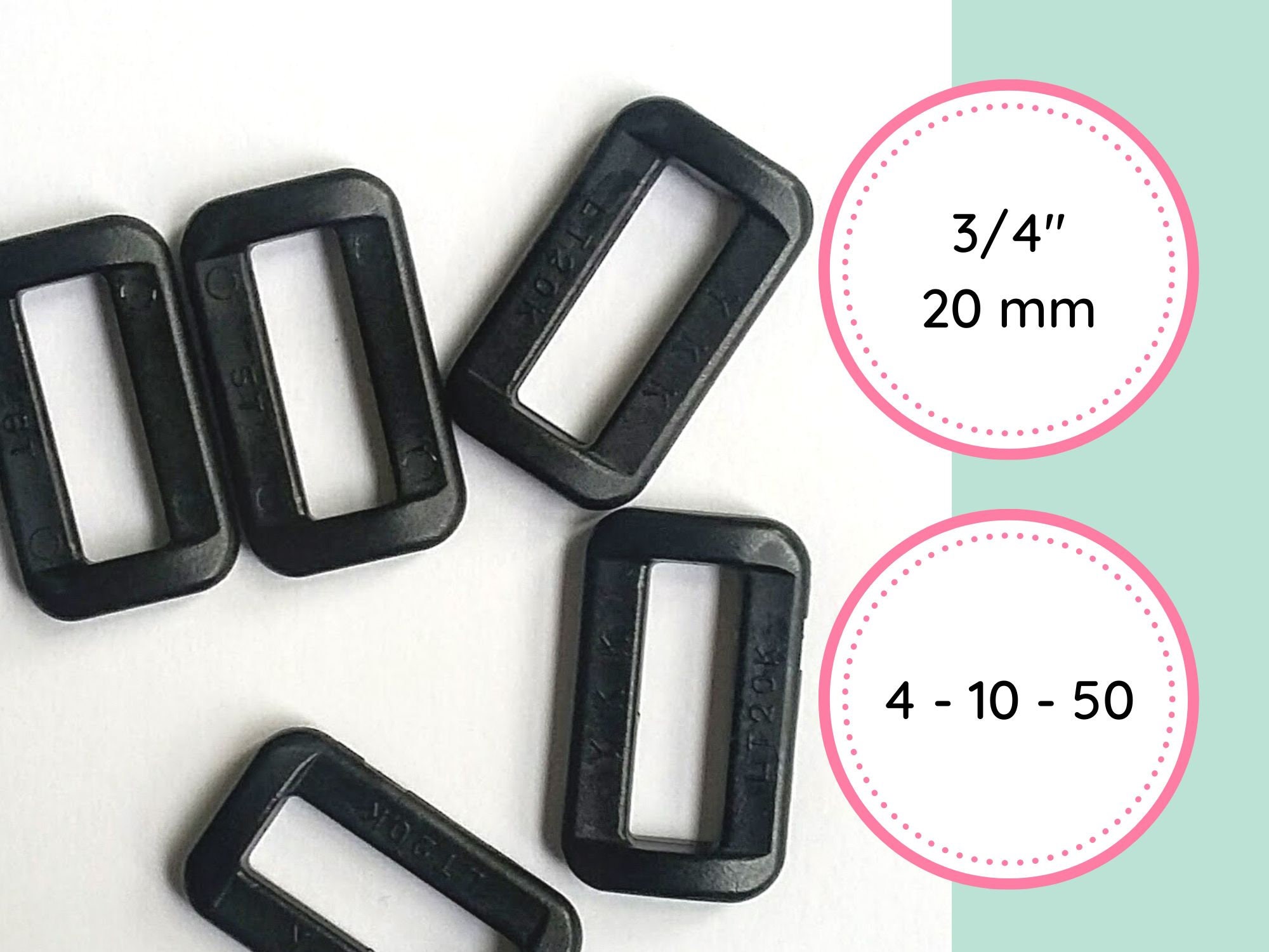 Delrin Plastic Side Release Buckle Clips Sliders For Webbing 20mm