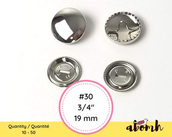 Metal Covering Buttons | No 30 | 19 mm | 3/4 inch | 2 parts | Sewing Clothing Jewelry