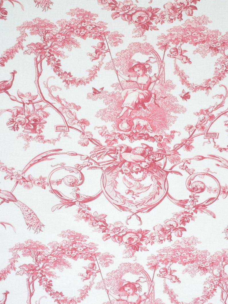 French Home Decor Fabric Toile de Jouy Cotton by meter Width 110 280 cm Red Ivory Custom made Drapery Curtains Pillows Bedding TD20
